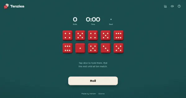 Screenshot of Tenzies