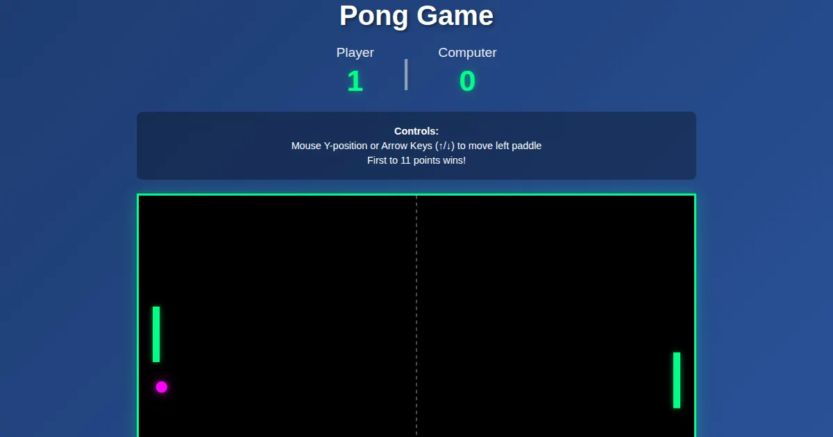 Screenshot of pong