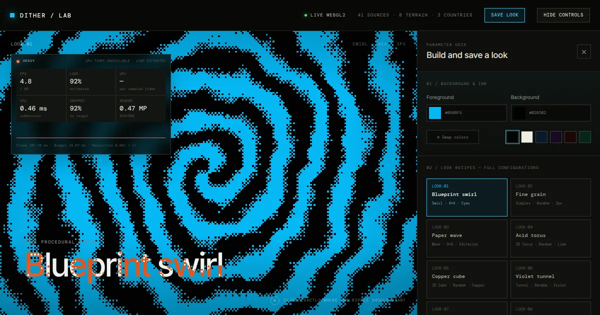 Screenshot of dithering shader