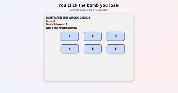 Screenshot of bomb click game