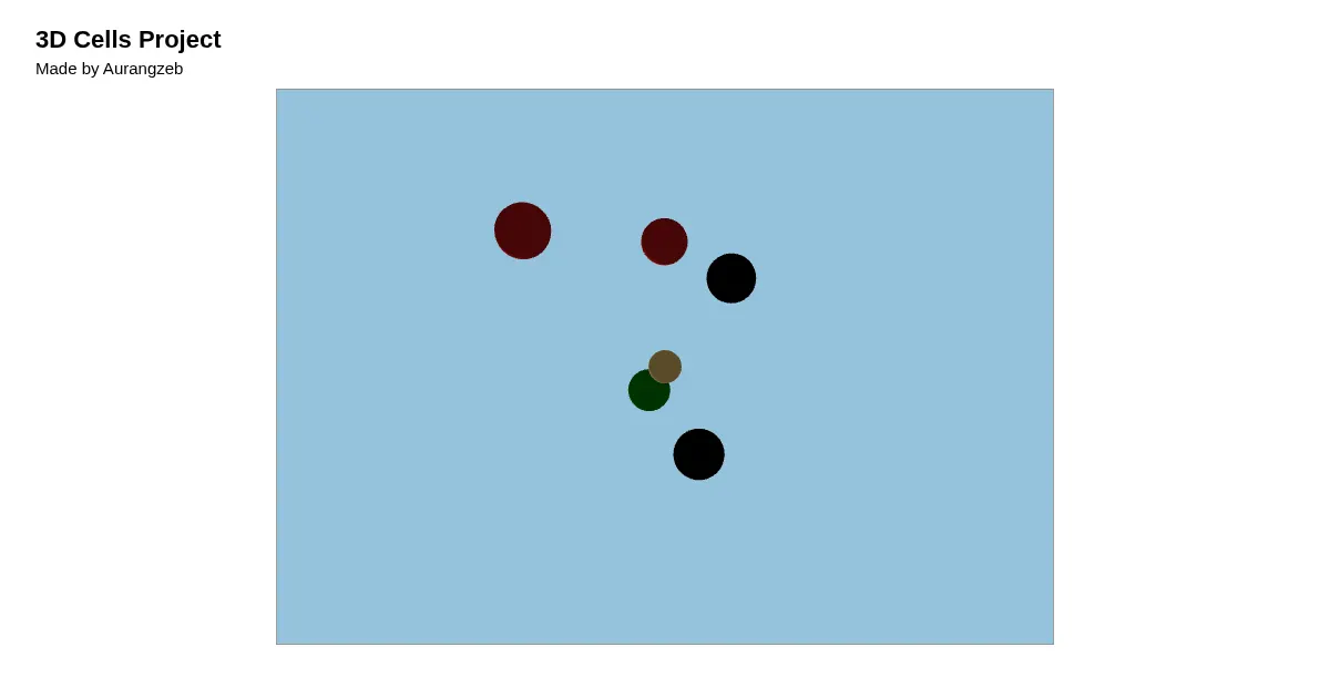 Screenshot of p5js 3d cells