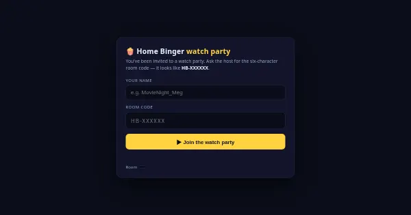 Screenshot of Home Binger