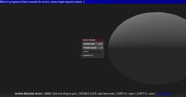 Screenshot of three.js visual node editor