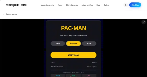 Screenshot of react game pacman