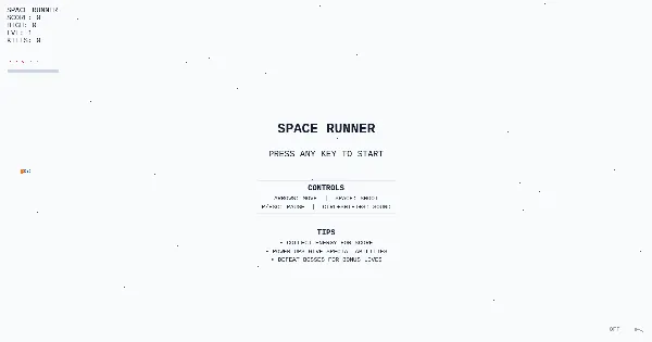 Screenshot of space runner