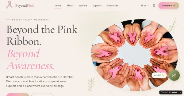 Screenshot of beyond pink