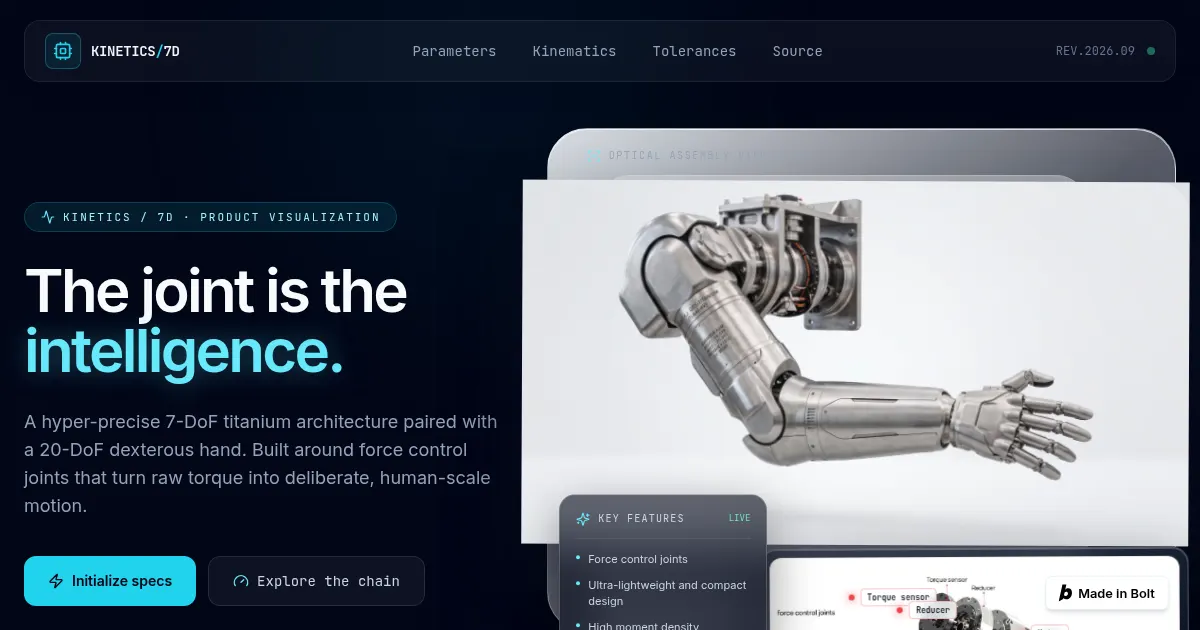 Screenshot of Kinetics 7D Next Gen Kinematics Web Interface