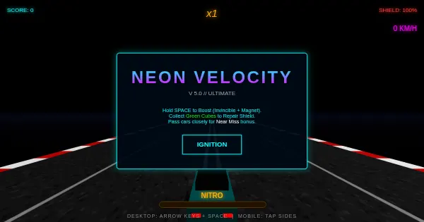 Screenshot of neon velocity