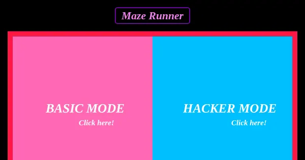 Screenshot of maze runner