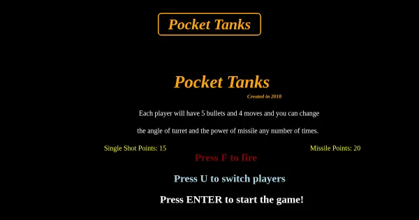 Screenshot of pocket tanks