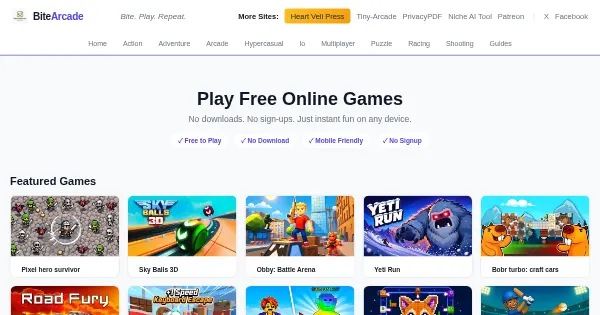 Screenshot of bite arcade