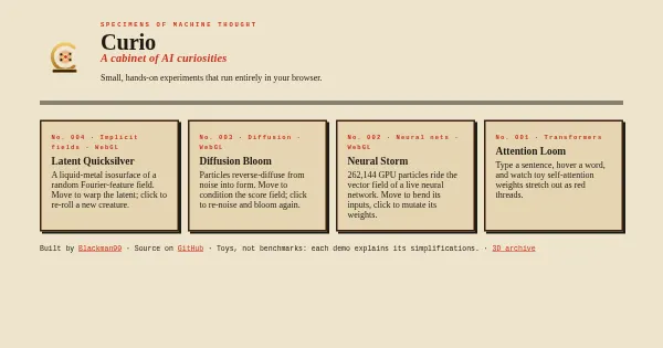 Screenshot of curio