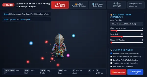 Screenshot of canvas sprite skeletal animation js