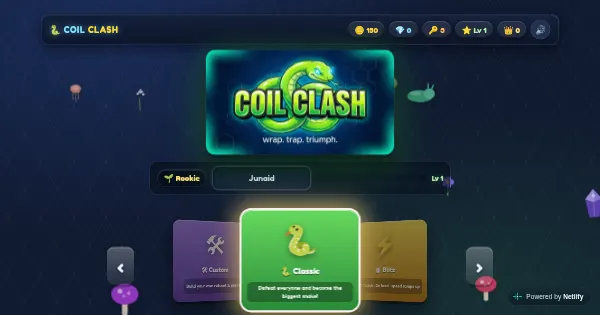 Screenshot of coilclash snake game