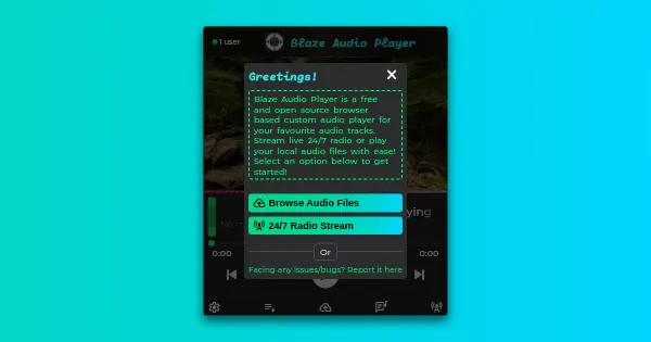 Screenshot of blaze audio player