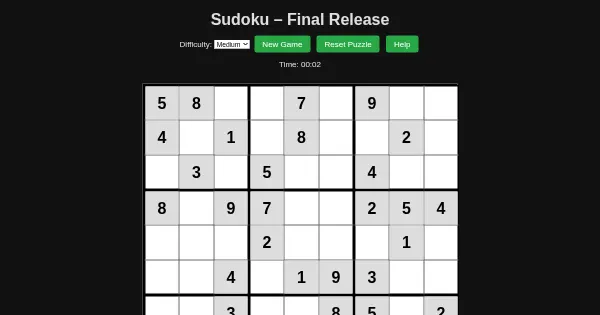 Screenshot of Sudoku
