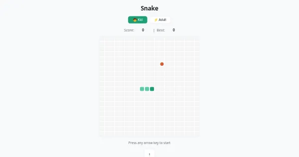 Screenshot of snake game