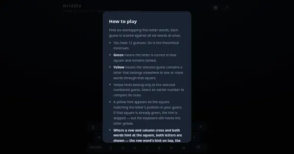 Screenshot of griddle