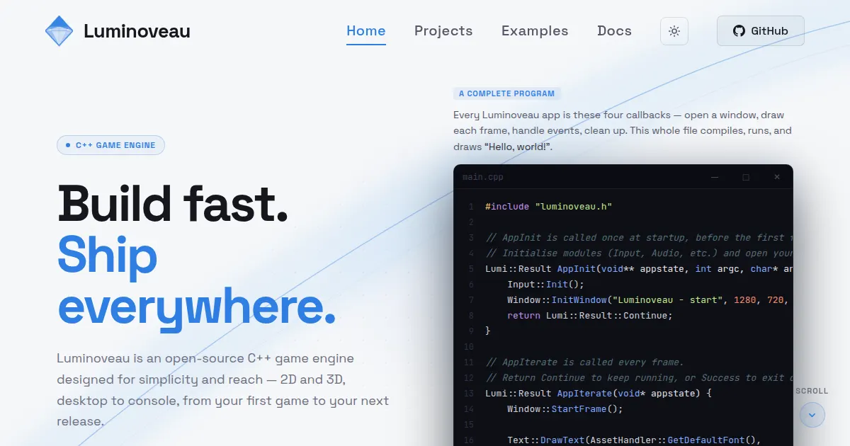 Screenshot of luminoveau