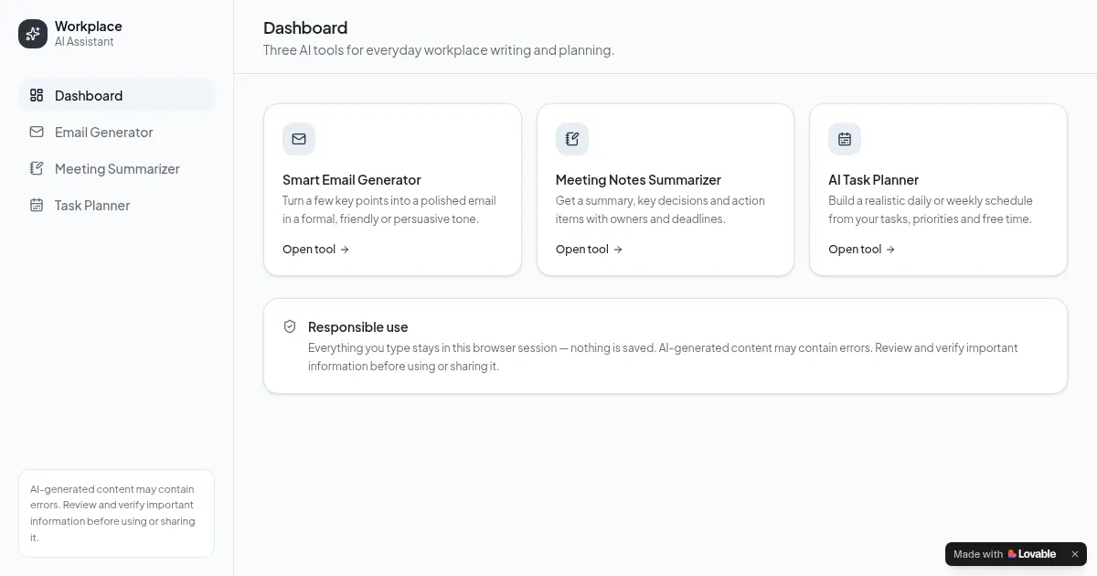 Screenshot of ai workplace companion