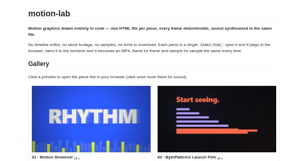 Screenshot of motion lab