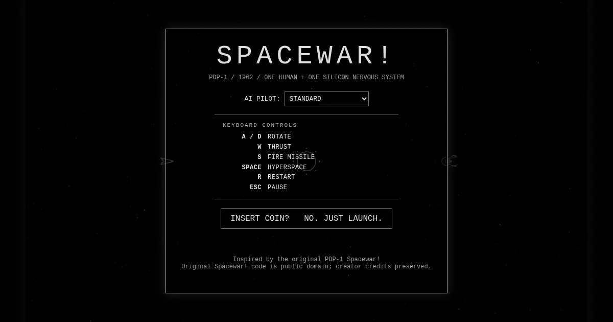 Screenshot of spacewar ai