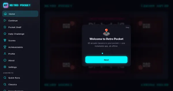 Screenshot of retro pocket games