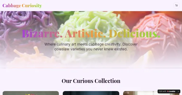 Screenshot of cabbage curiosity shop