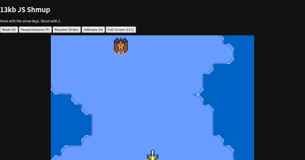 Screenshot of js13k shmup