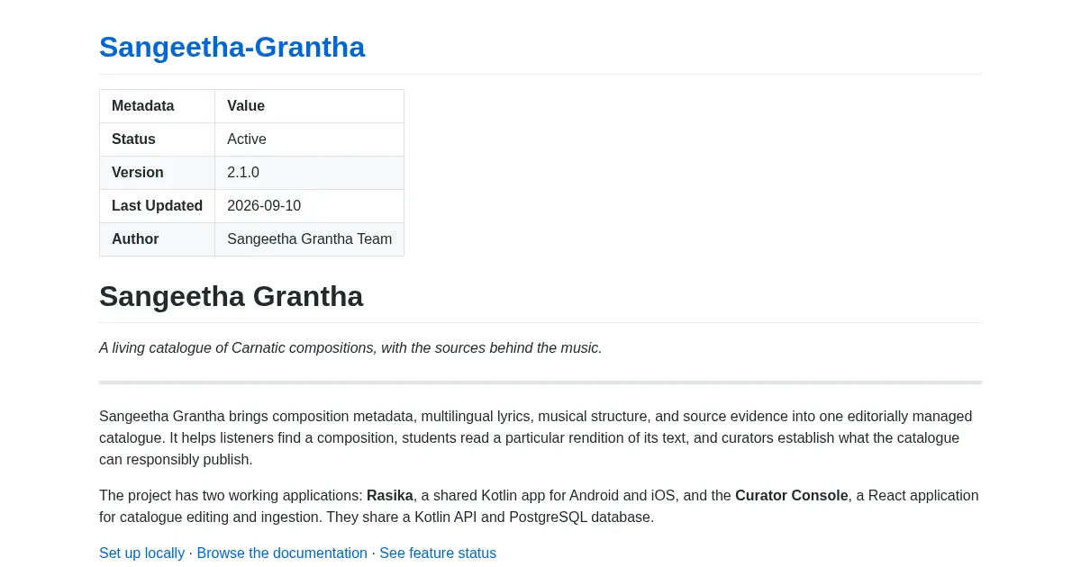 Screenshot of Sangeetha Grantha