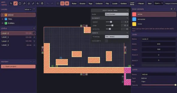 Screenshot of pixi vania