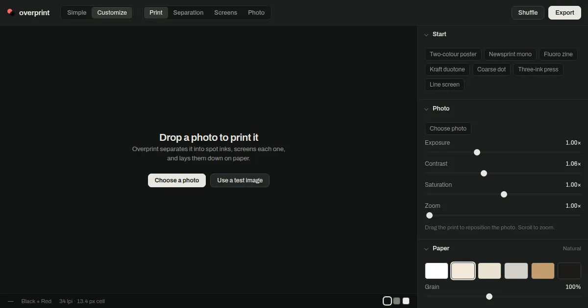Screenshot of overprint