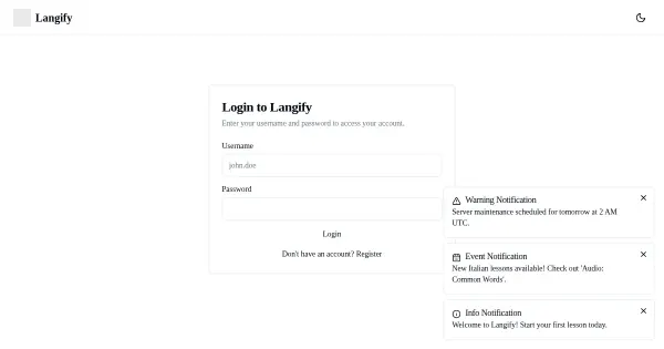 Screenshot of Langify V0