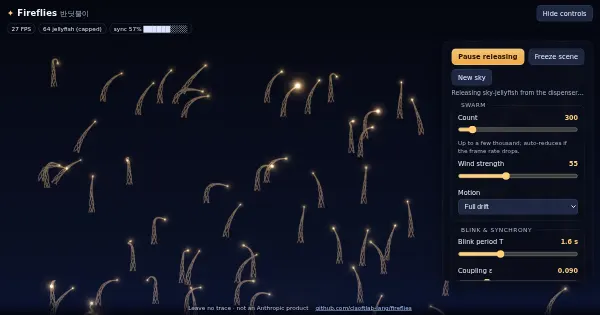 Screenshot of fireflies