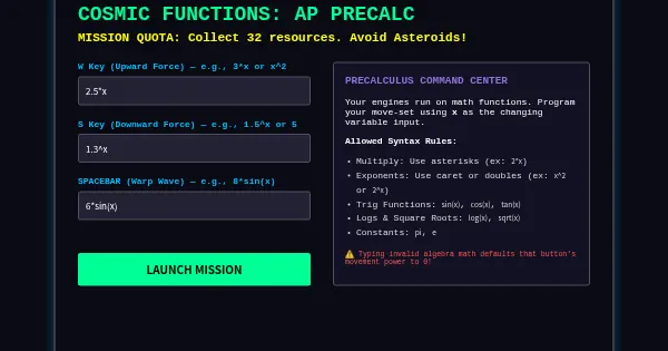 Screenshot of precalc game