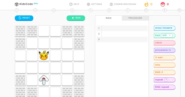 Screenshot of kidocode