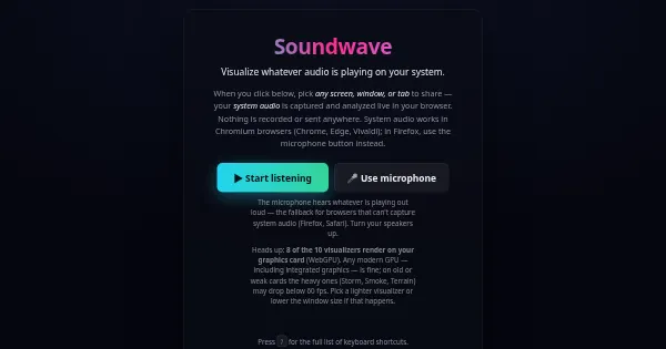 Screenshot of browser visualizer v1