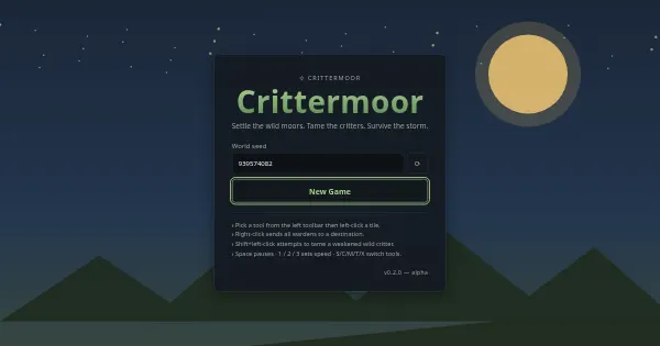 Screenshot of crittermoor