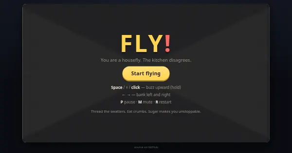 Screenshot of fly game