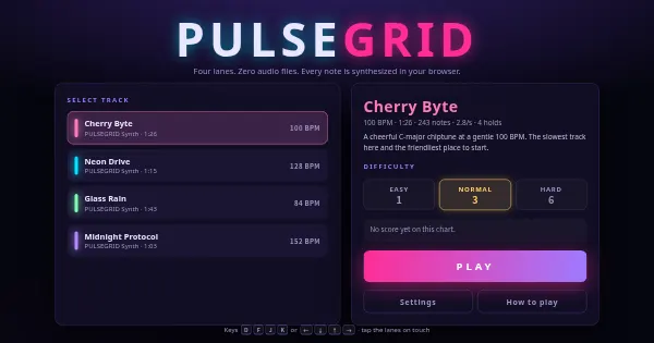 Screenshot of rhythm game
