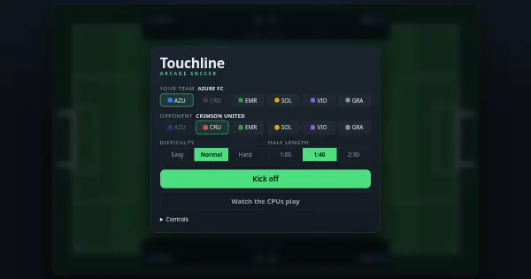 Screenshot of soccer game