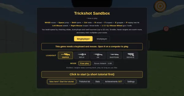 Screenshot of trickshot sandbox