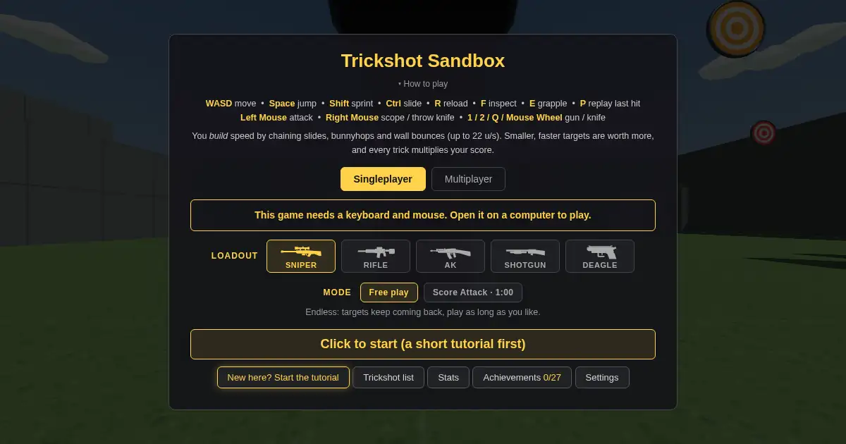 Screenshot of trickshot sandbox