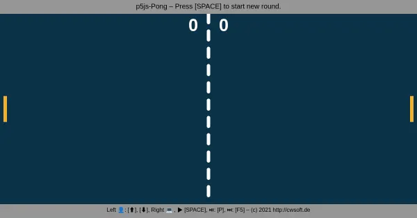 Screenshot of p5js pong