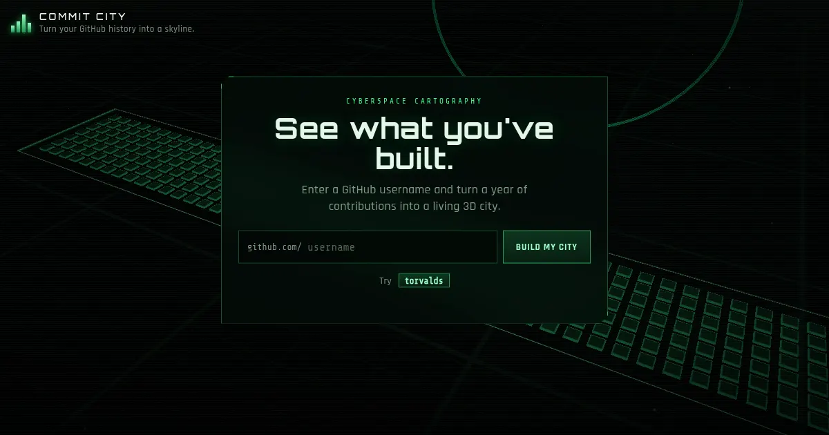 Screenshot of commit city