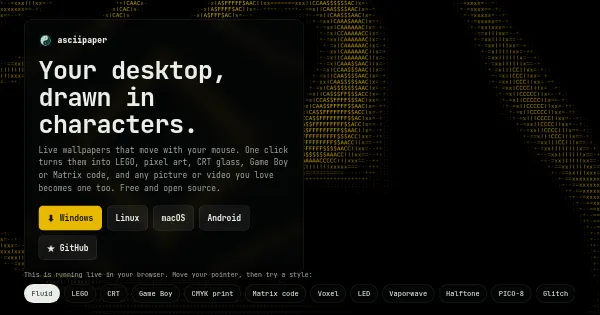 Screenshot of asciipaper