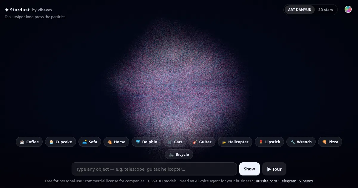 Screenshot of vibevox stardust