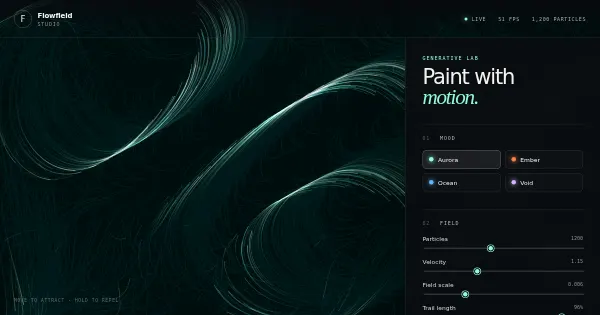 Screenshot of flowfield studio