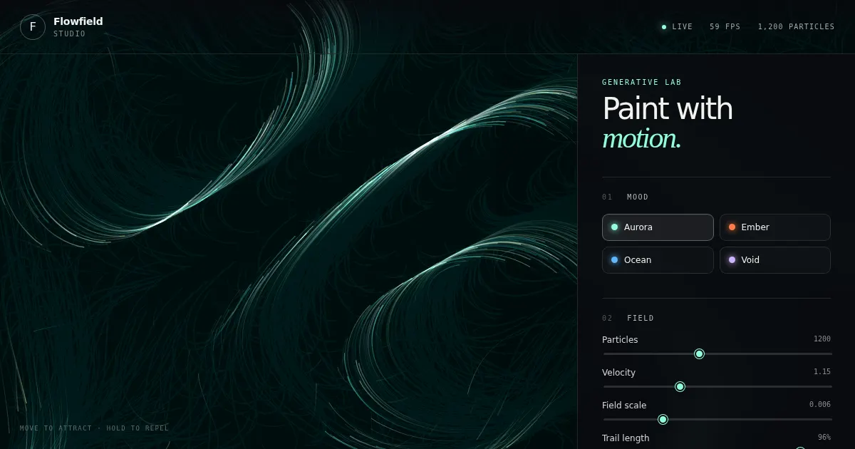 Screenshot of flowfield studio