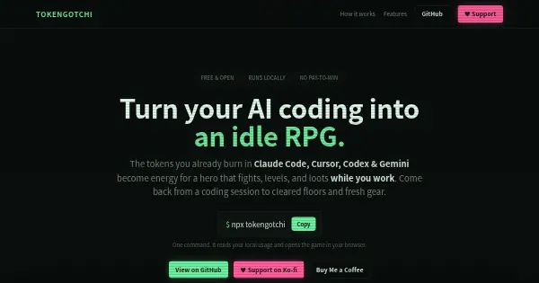 Screenshot of tokengotchi